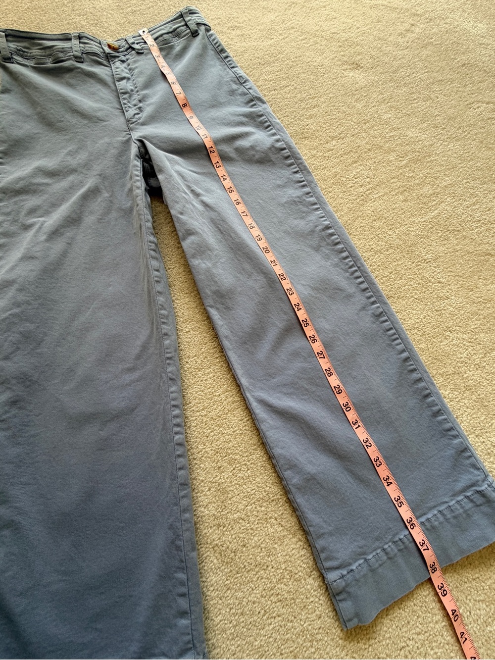 Marine Layer Bridget Wide Leg Crop Pants Blue Size 10 High Rise Cotton Blend - Picture 10 of 10